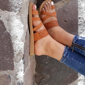 Huarache Tooled Sandal All Sizes Boho- Hippie Vintage Mexican Style- Sandal Huarache leather final sale clearance