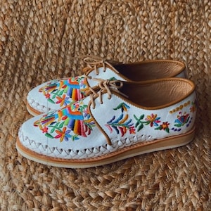 Embroidered Tenango Otomi Loafers Mexican style Boho Hippie All sizes- 5-10 shoe Artesanias Camila New line Huarache artesanal final sale