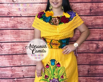 Small- Median Mexican Fiesta Dresses - Includes belt - Embroidery Coco Fiesta Theme
