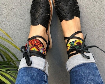 Black Lace-Up Huarache Sandal All Sizes Boho- Hippie Vintage Mexican Style- Huarache mexicano leather final sale