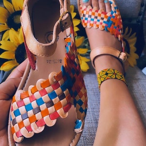 Huarache Sandal All Sizes Boho Hippie Vintage Mexican Style Sandal Huarache leather Oralia original wide friendly image 1