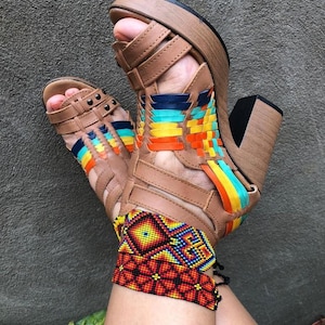 Mexican leather heels Boho Hippie All sizes- 5-10 High heel leather shoe Artesanias Camila New line Ready to ship genuine leather final sale