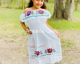 Girl&#39;s Toddler Mexican Fiesta Floral Embroidered Dress All SIzes Adult size plus size