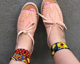 Mirna  Tan  Huarache Sandal - Mexican style Boho Hippie All sizes- 5-10US leather sandal  huarache artesanal final sale clearance