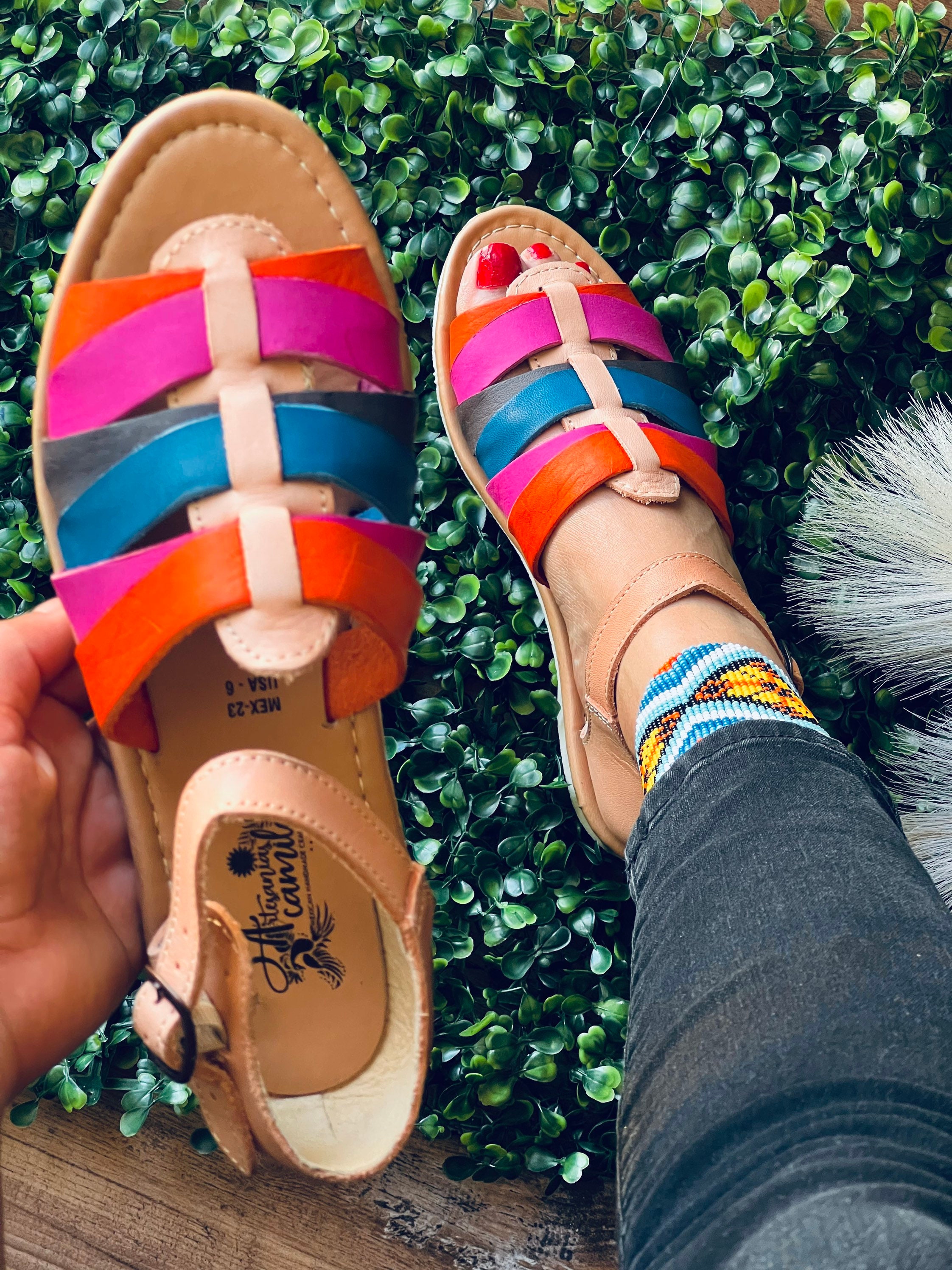 Modern leather sandal Huarache Mexican style Boho Hippie All sizes-…