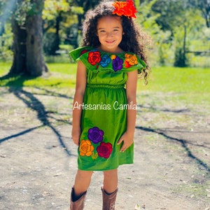 Toddler- Girls Mexican Embroidered Off the Shoulders Dress- Fiesta Girls Dress- Floral Dress All sizes