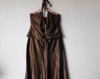 Torrid size 16W women&#39;s evening dress/chocolate halter dress/rhinestones center deco elegant long full skirt dress