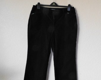 Jones New York signature waist 37 stretch black velvet pants/black beads pockets black velvet pants/comfortable relax black velvet pants