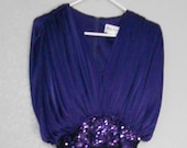 Abbey Kent Edwardian pants dress purple top black pants see through sheer empire waist sequin waist size 10