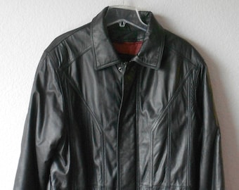 Vintage Wilson  size M men's black leather coat jacket/ Thinsulated removable insulation leather coat