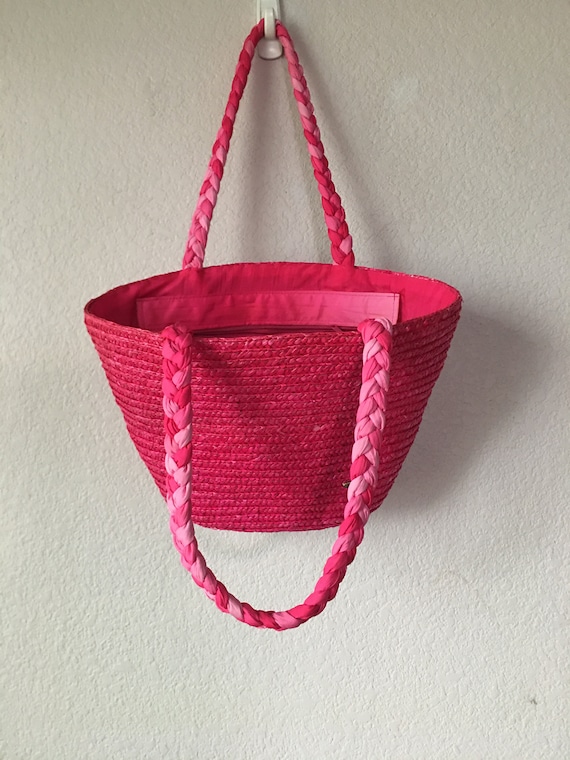 Cappelli straworld large straw tote bag/hot pink s