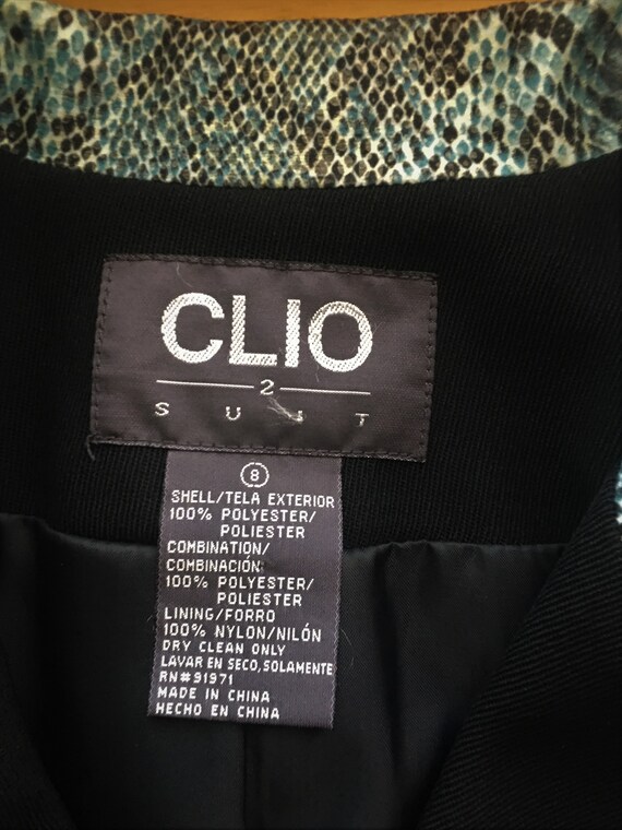 Clio size 8 women's black coat/green black animal… - image 5