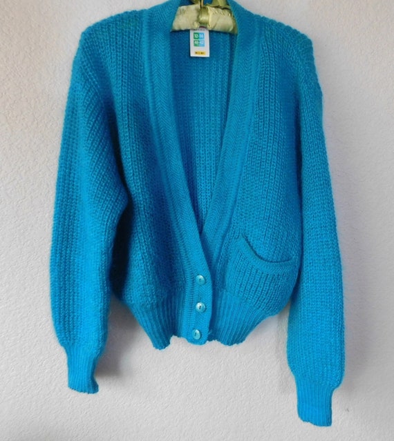 St. Michael turquoise mohair sweater/turquoise moh