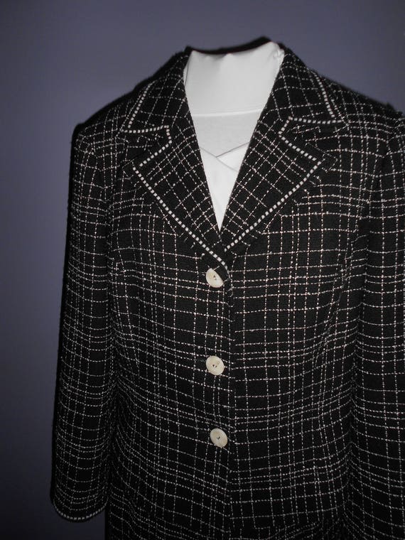 Caslon women's black white checkered Skirt suit/ja