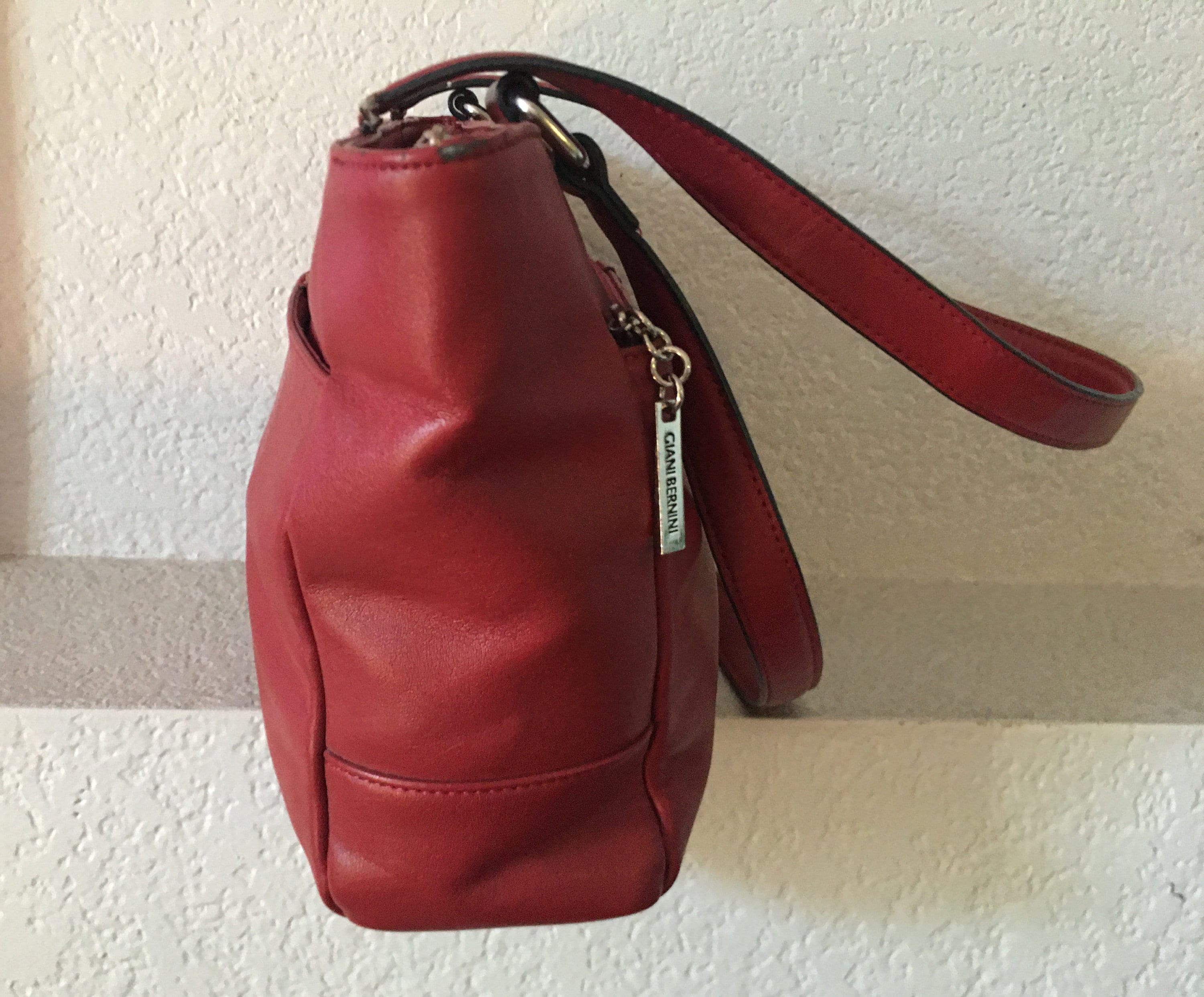 Giani Bernini Vintage Red Leather Shoulder Bag