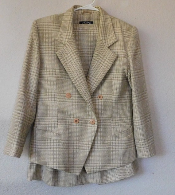 Vintage E.H. Woods SIZE 14  2 pc skirt suit/Hound… - image 1