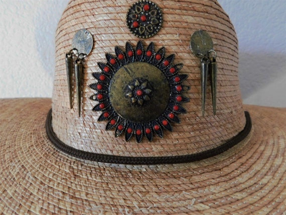 Men's vintage palm leaf sun hat/vintage custom pa… - image 4