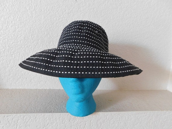 Vintage  one size women's wide brim sun hat/black… - image 1