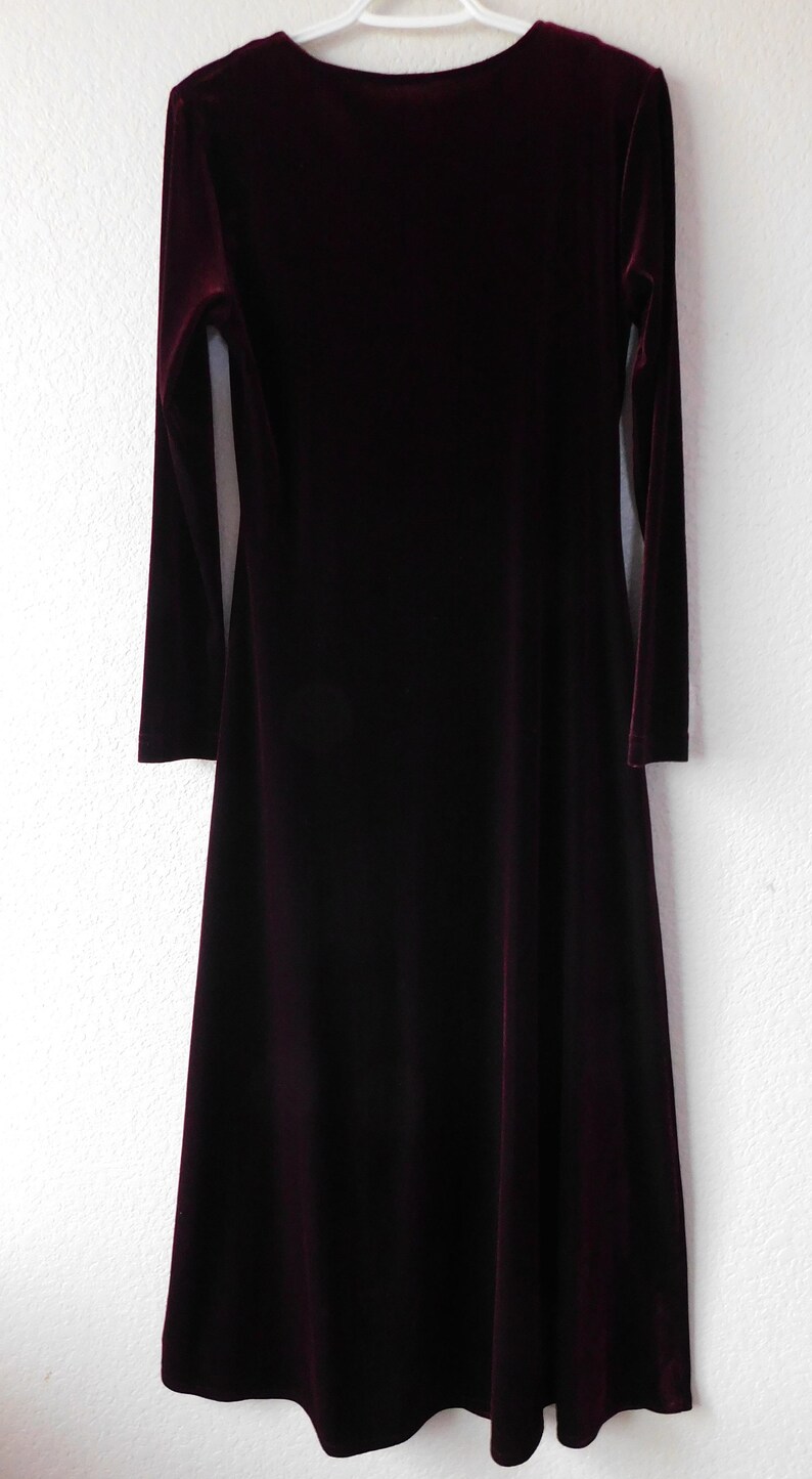 Expose France USA Italy women/'s burgundy velvet dressstretchlong dresslong sleeveparty dressflare skirtmade in USAsize M