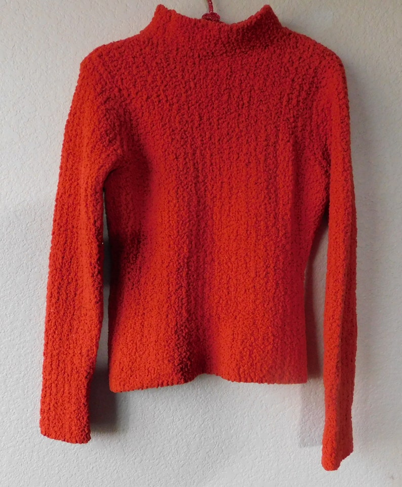 INC size L women's orange turtle neck pullover sweater/stretch soft warm turtle neck sweater image 2