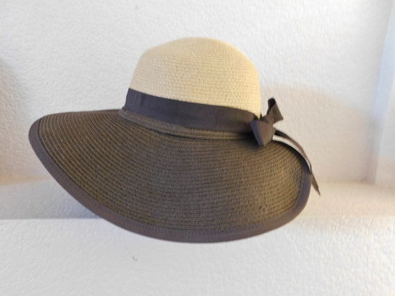 Vintage wide brim sun hat/natural fiber wide brim… - image 4