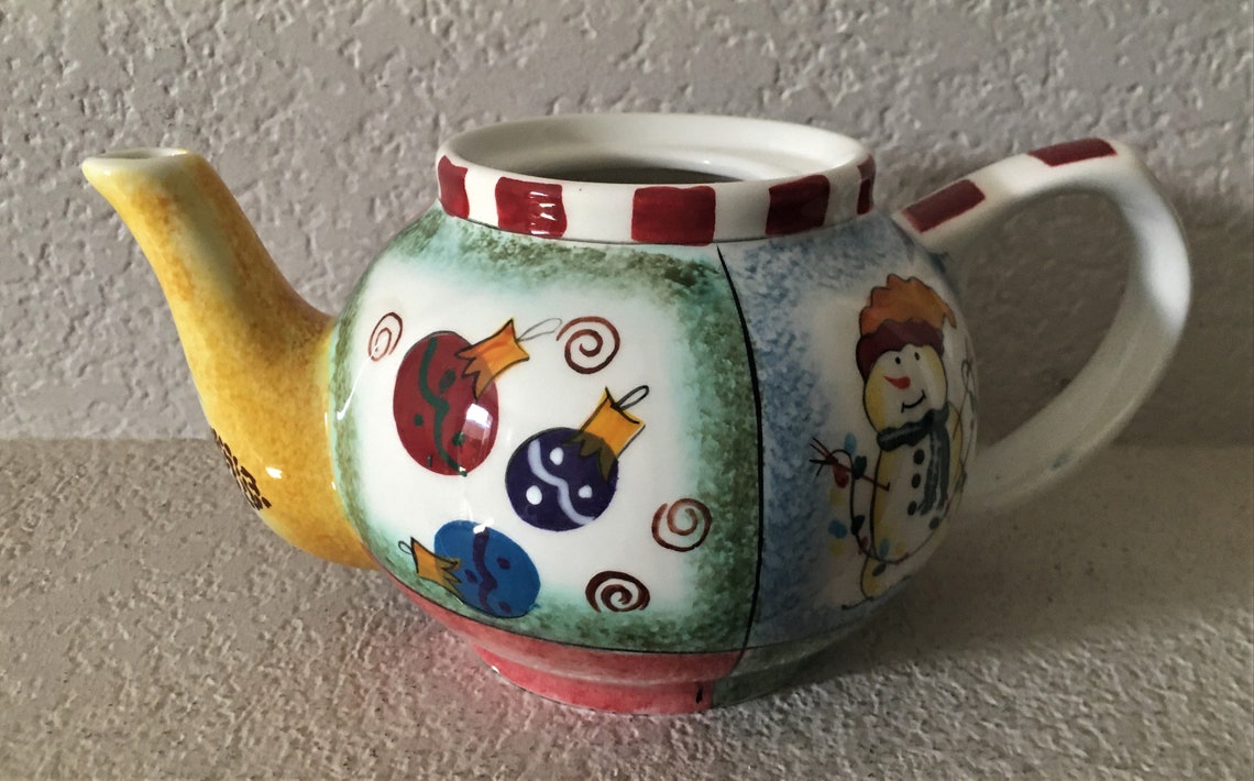 Pfaltzgraff Ceramic Christmas Tea Pot/great Holiday Theme Etsy