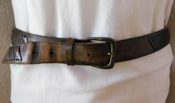 Vintage Men's Levi's Brown Leather Belt/made in - Etsy