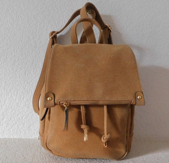 tan faux leather backpack
