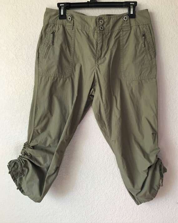 Gap Jeans Size 10 Women's Capri Pants/side Strings Pleats Capri Pants/vintage  Olive Green Capri Pants 