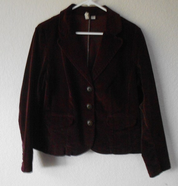 St John S Bay Women S Cotton Maroon Corduroy Jacket Etsy