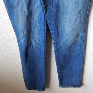 Old Navy size 14 blue denim overall/distressed carpenter pants/strap hook functional blue denim overall image 4