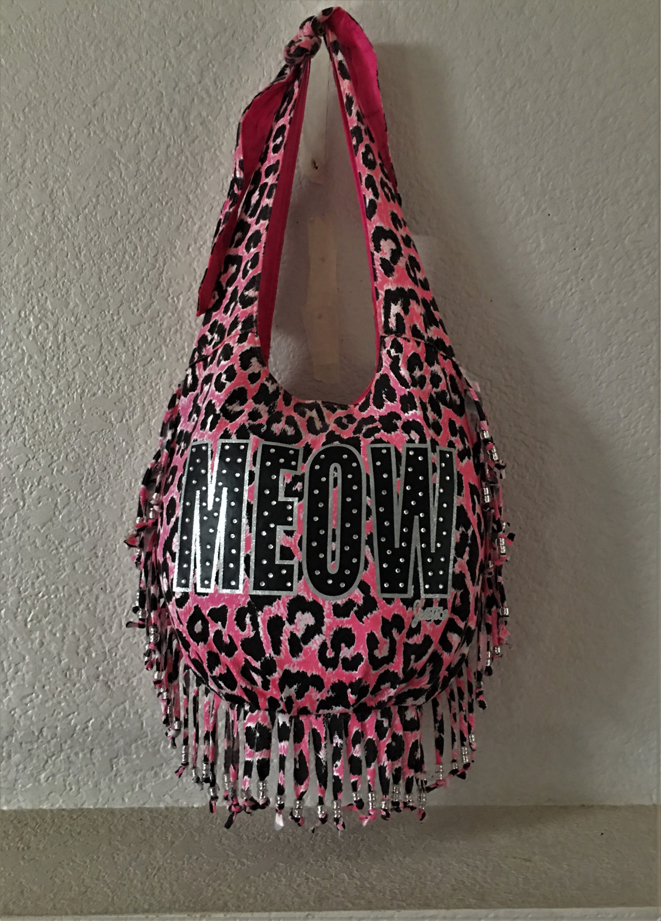 Justice Meow Tassel Shoulder Bag pink Black Sequin Animal Print Shoulder Bag cute Tassel Meow Shoulder Bag Etsy Ireland