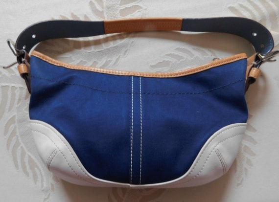 VINTAGE Coach blue canvas leather shoulder bag/vi… - image 8