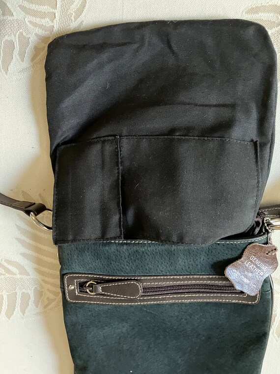 Genuine suede leather green crossbody/dark green brow… Gem