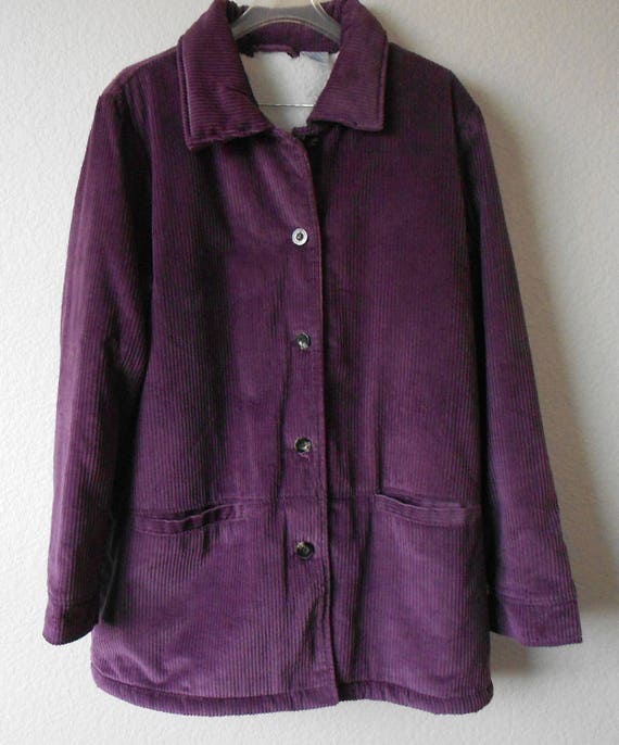 Women's Dark lavender size L cotton corduroy coat… - image 1