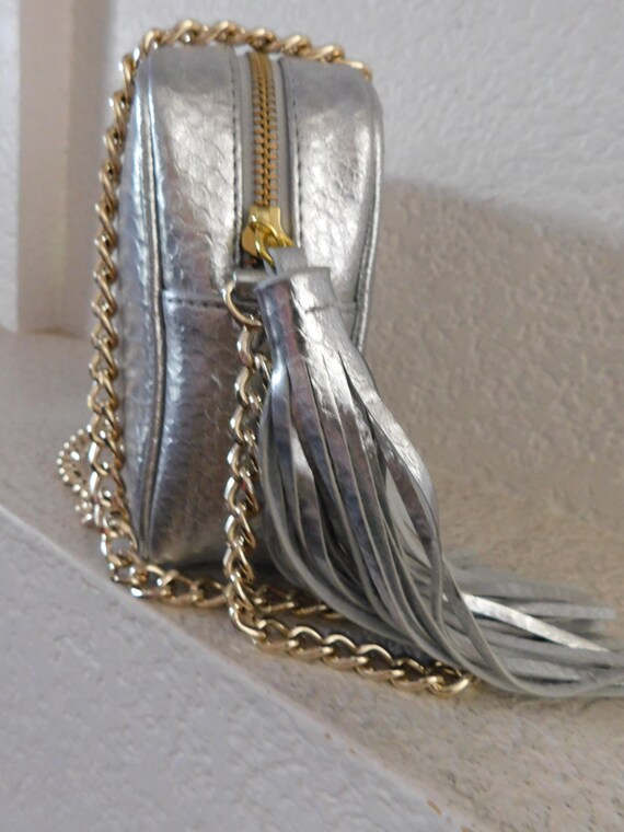 New Victoria Secret python emboss SILVER gold cha… - image 3