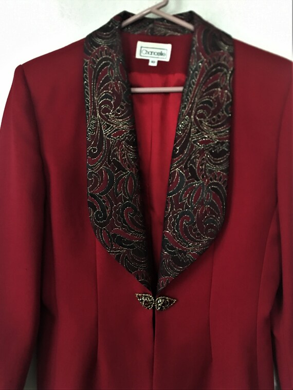 women's red tuxedo jacket/colorful wide collar tu… - image 3