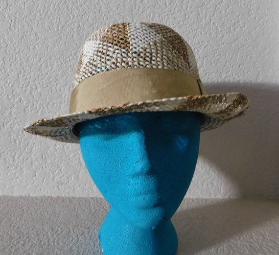Bailey men's natural fiber fedora hat/beige white