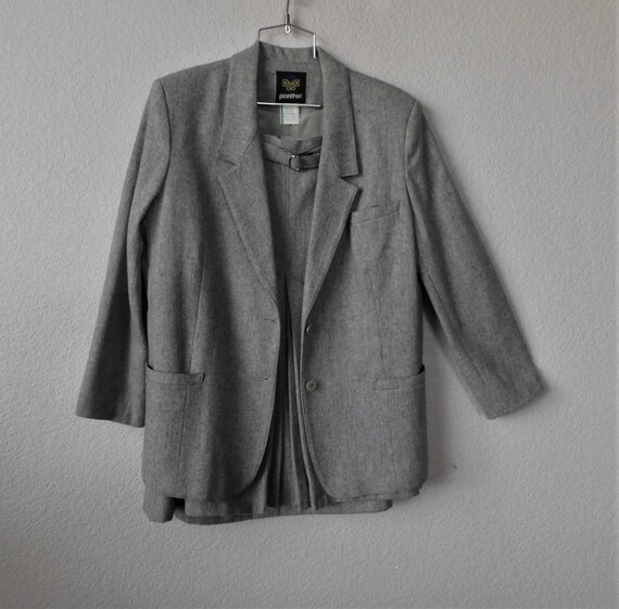 panther size 15/16 women's gray 2 pcs skirt suits… - image 1
