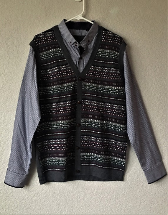 Vintage size L men's vest in shirt/gray burgundy c