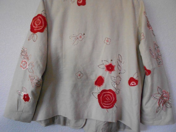 Anne Carson size 2X beige jacket/embellished line… - image 7