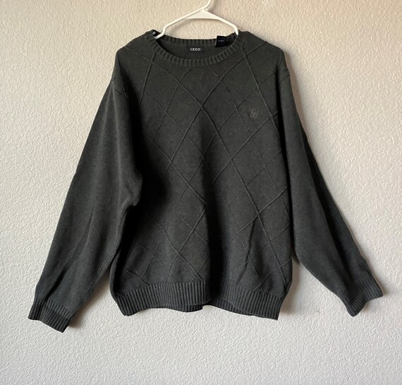 IZOD Men s XL Cotton Sweater dark Gray Diamond Cotton Sweater 100 Cotton Pullover Dark Gray Sweater Etsy