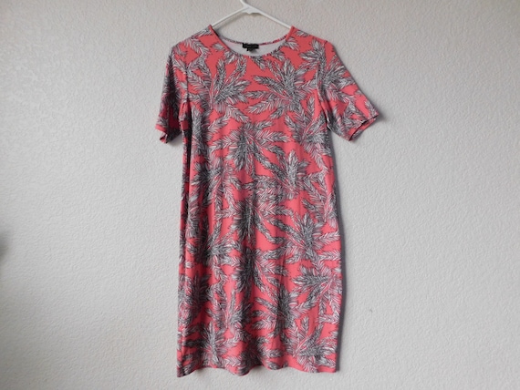 J Jill Size XS Short Sleeve Rayon Dress/wearever Collection J Jill Pink  Pine Tree Leaves Dress/comfortable Cute Rayon Blend Stretch Dress -   Hong Kong