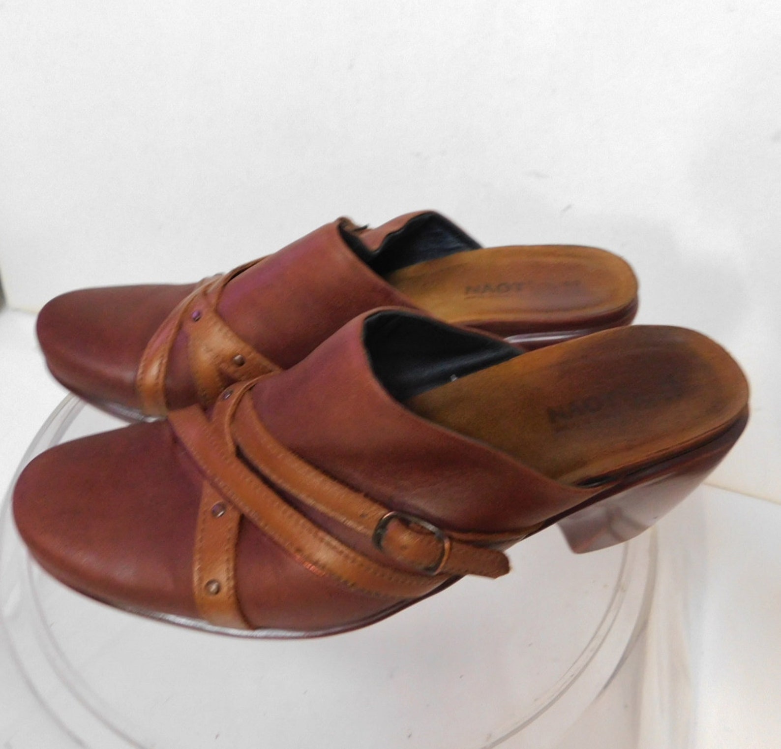 Naot slip on wedge sandals/brown leather slip on comfortable | Etsy