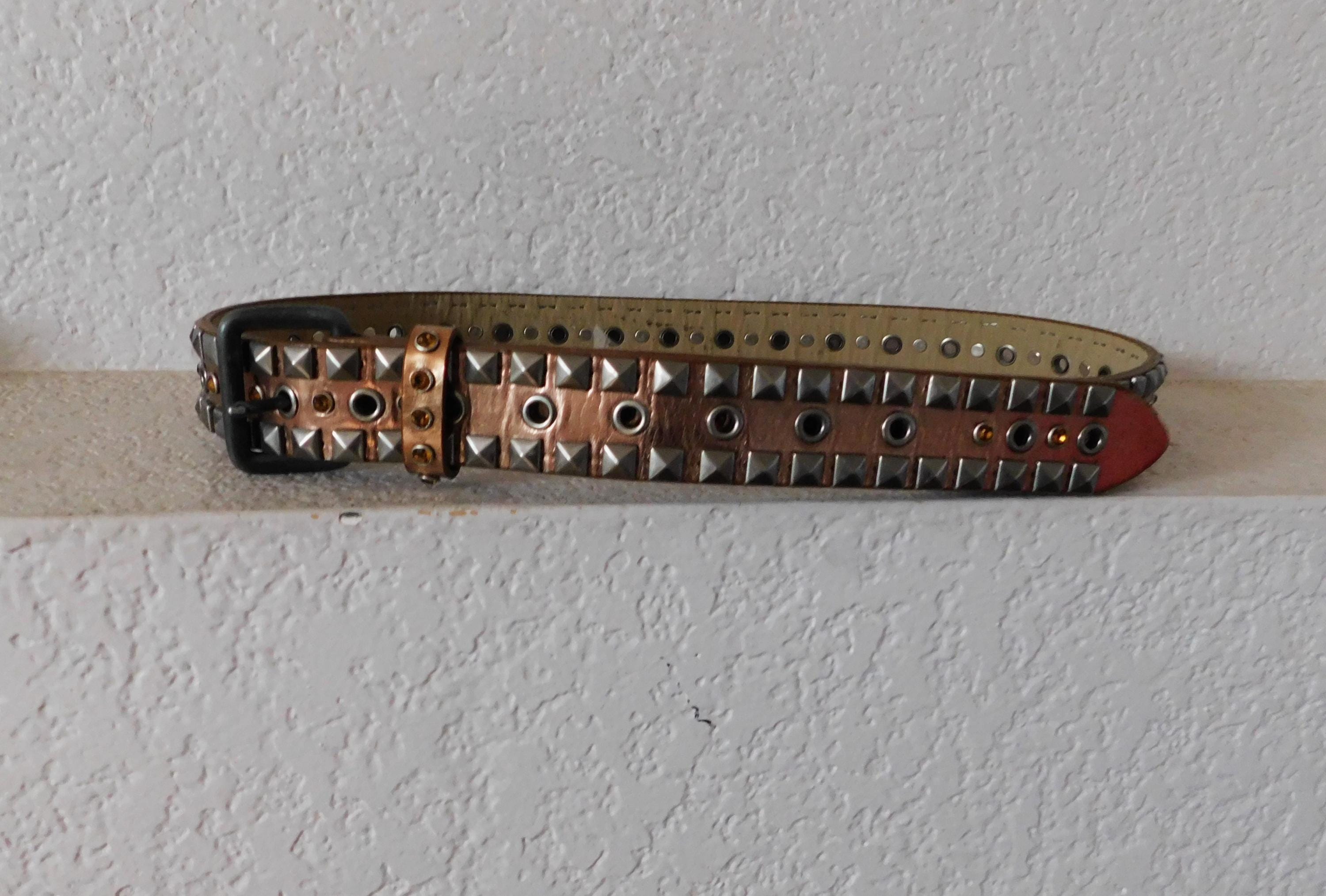 RARE women\'s leather belt - Studded brown Leather - SIZE S/M Small Medium Womens Brown Vintage Studded Leather Belt - Etsy main image 4