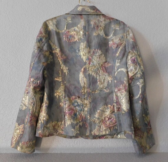 Chico's  SIZE 1 paisley pattern jacket/gold gray … - image 4