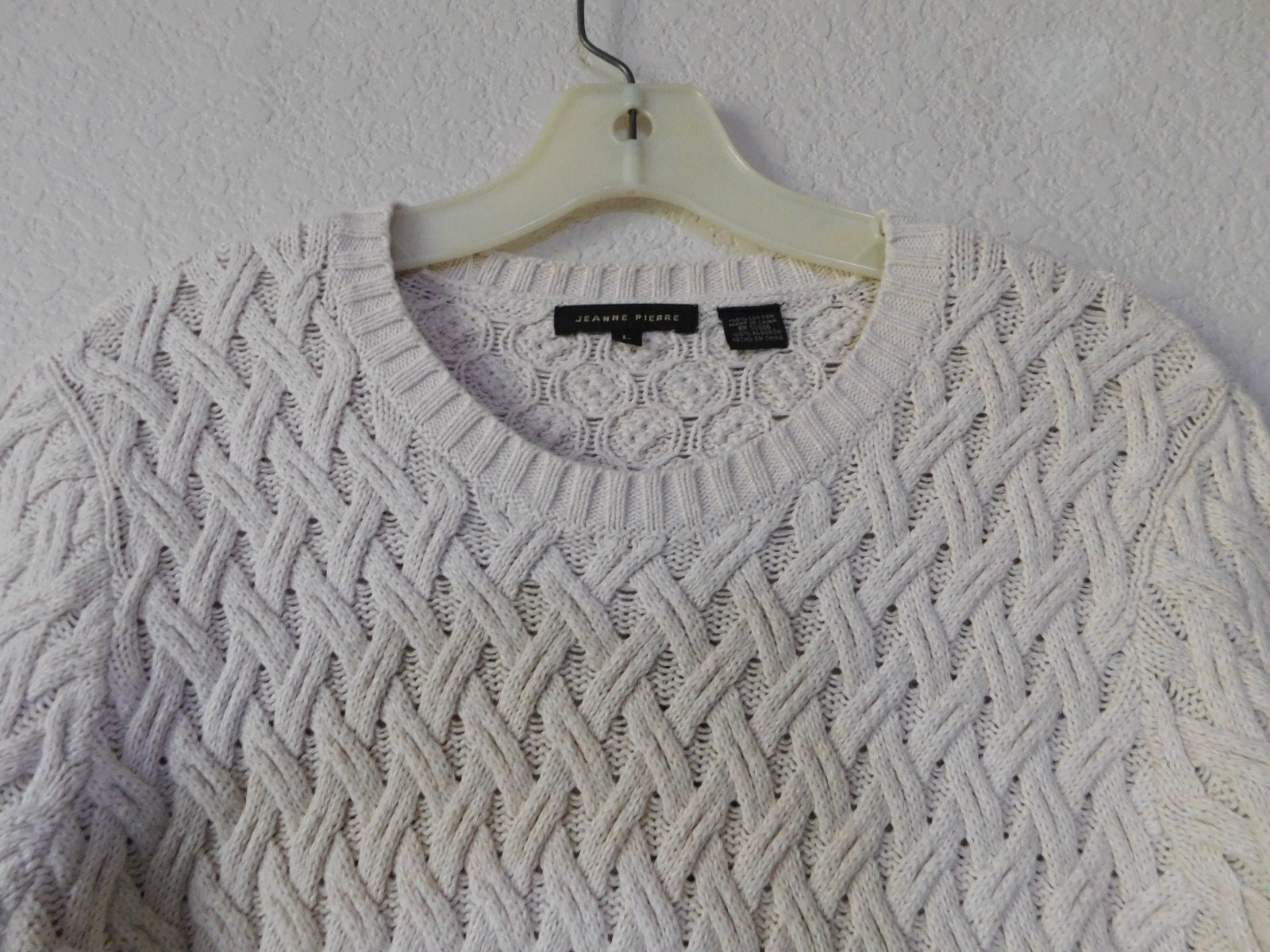 Jeanne Pierre Size L Cotton Pullover Sweater beige Long Sleeve