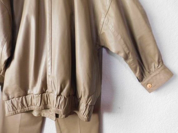 Comint size L (15/16) 2 pcs leather pants suit/be… - image 3
