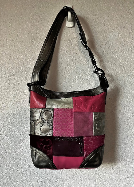 Coach leather patchwork shoulder bag/colorful leat