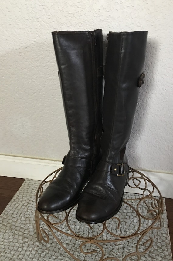 Vaneli size M women's brown high boots/leather ver